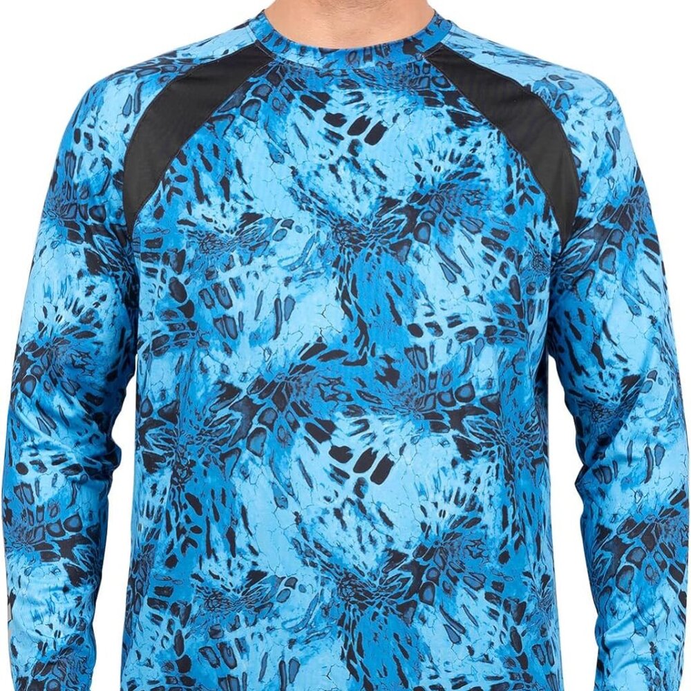 Kastking Men's Blue & Black UPF 50 Long Sleeve Fishing Shirt Quick Dry Size-Med